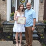 Phil Angarone presenting EDGE Scholarship to student recipient in Bordentown NJ