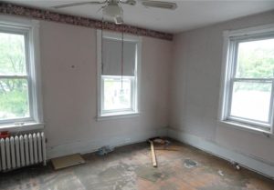 Bedroom in original condition before renovation in Roebling NJ home
