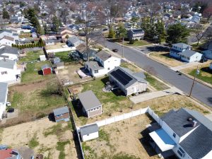 Aerial view of residential neighborhood in Hamilton Township NJ showing homes and streets