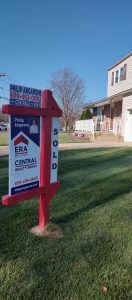 Just sold real estate sign by ERA Central Realty Group in front of a home in Hamilton Township NJ