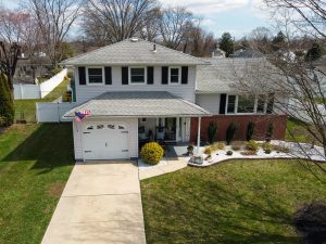 Drone view of home in Hamilton Township NJ with surrounding neighborhood