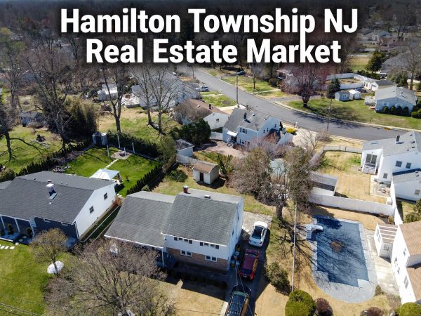 Aerial view of residential neighborhood in Hamilton Township NJ showing homes and streets