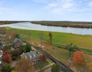 Delaware River view near Roebling NJ homes with open green space and scenic surroundings