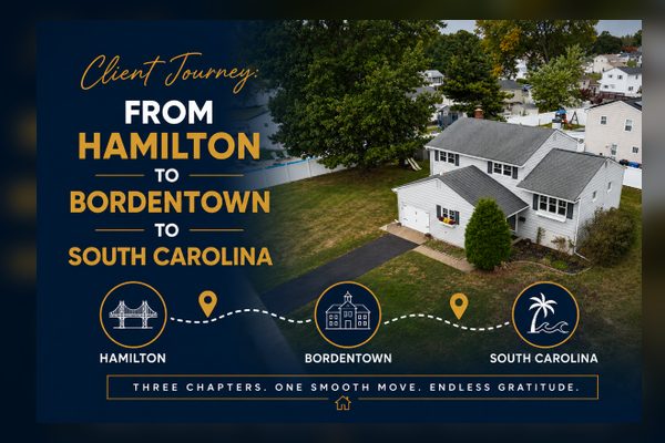 Drone view of residential home in Bordentown NJ representing a long term client journey and relocation
