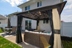 Backyard patio and gazebo area at a split-level home in Yardville, Hamilton NJ