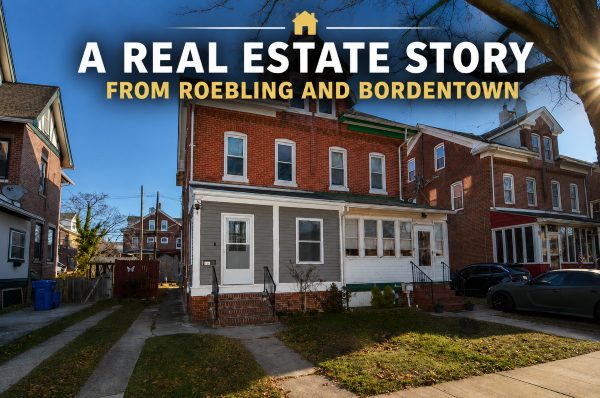 Front exterior of brick row home on 6th Avenue in Roebling NJ