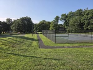 Tennis courts, playgrounds, walking paths, and open green space at Sharps Park in Hamilton Township NJ.