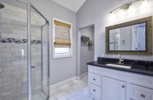 Updated primary bathroom in a Robbinsville NJ home showing how renovations can improve functionality without requiring a move.
