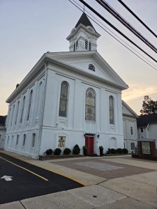 Historic exterior of the First Presbyterian Church of Hamilton Square in Hamilton Township NJ.