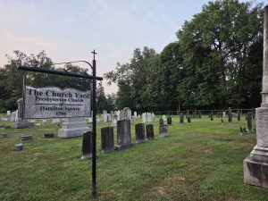 Historic cemetery at the First Presbyterian Church of Hamilton Square NJ established in 1786.