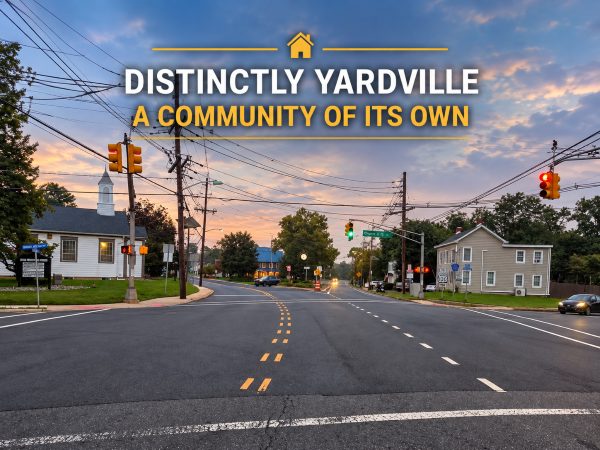 Intersection of South Broad Street and Church Street in Yardville NJ with surrounding roads, traffic signals, homes, and established neighborhood buildings.